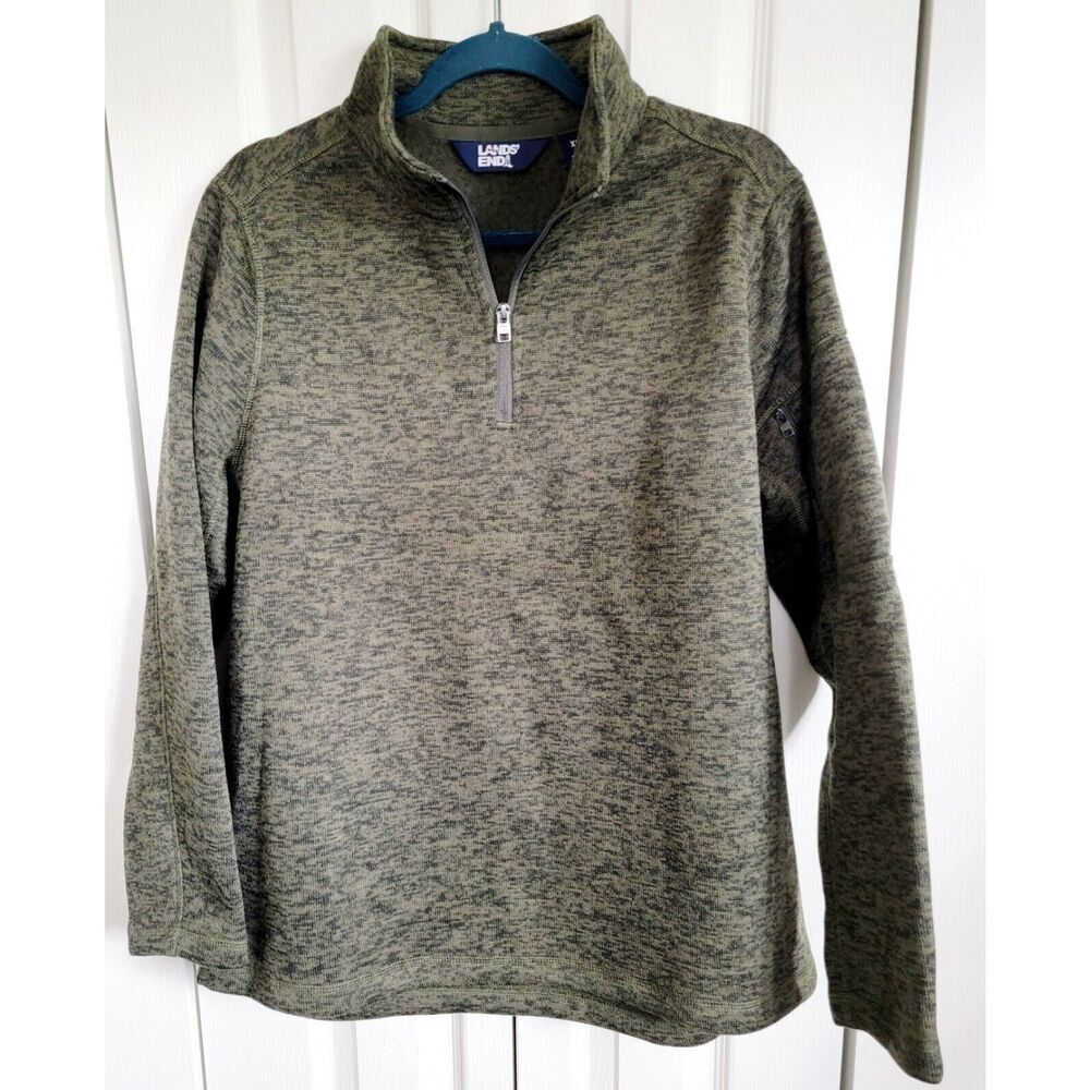 Lands End 18 Fleece Pullover Sweatshirt  Women’s Size XL Brown Speckle‎ Part Zip